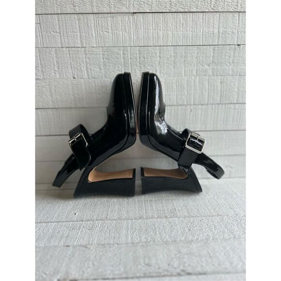 Madden Girl Black Patent Platform Mary Jane Slingback Heels 7.5M Square Toe Y2K - Picture 7 of 11